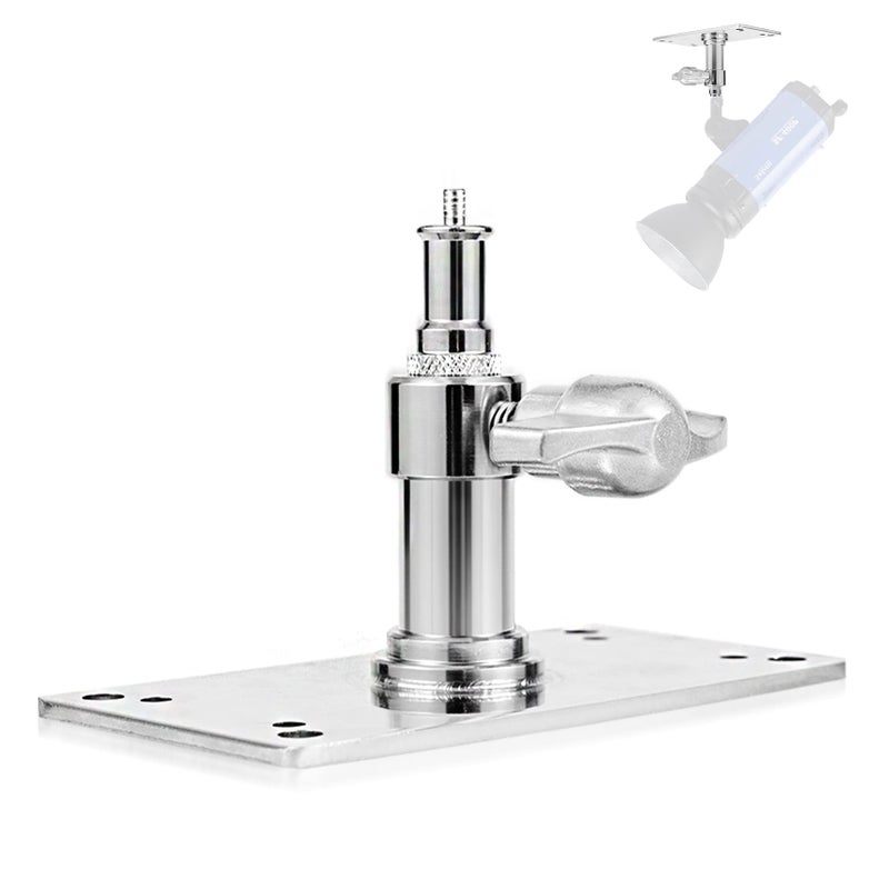 Meking Overhead Camera Wall Mount, 3.34 inch Baby Wall Plate with 1/4 and 3/8 Screw Photography Ceiling Mount for Video Studio Lighting, Strobe Light, Ring Light, Softbox, Flash - Image 1